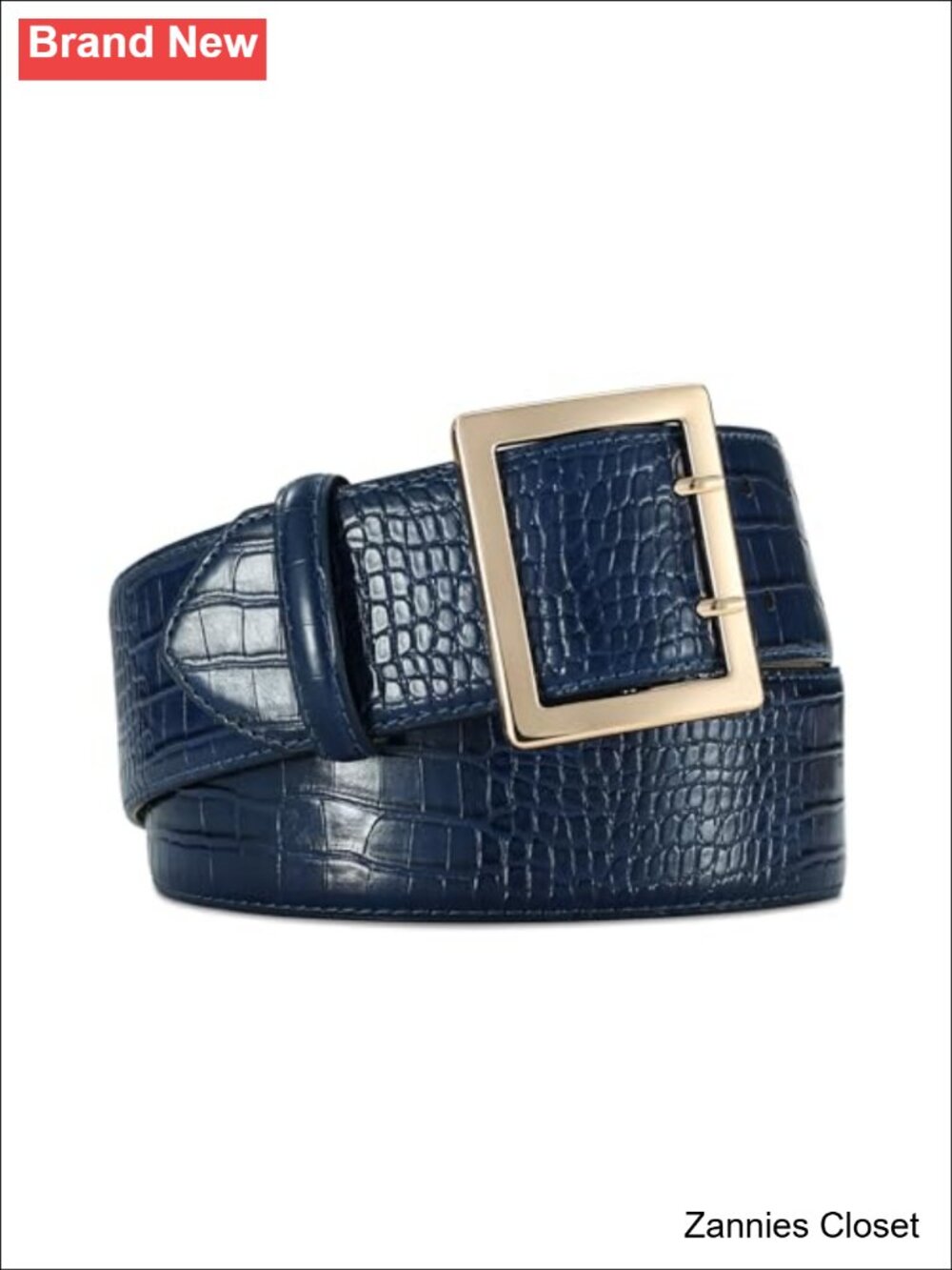 ✨ Wide Belt for Women 2 Inch Synthetic Leather Crocodile Embossed Gold Buckle